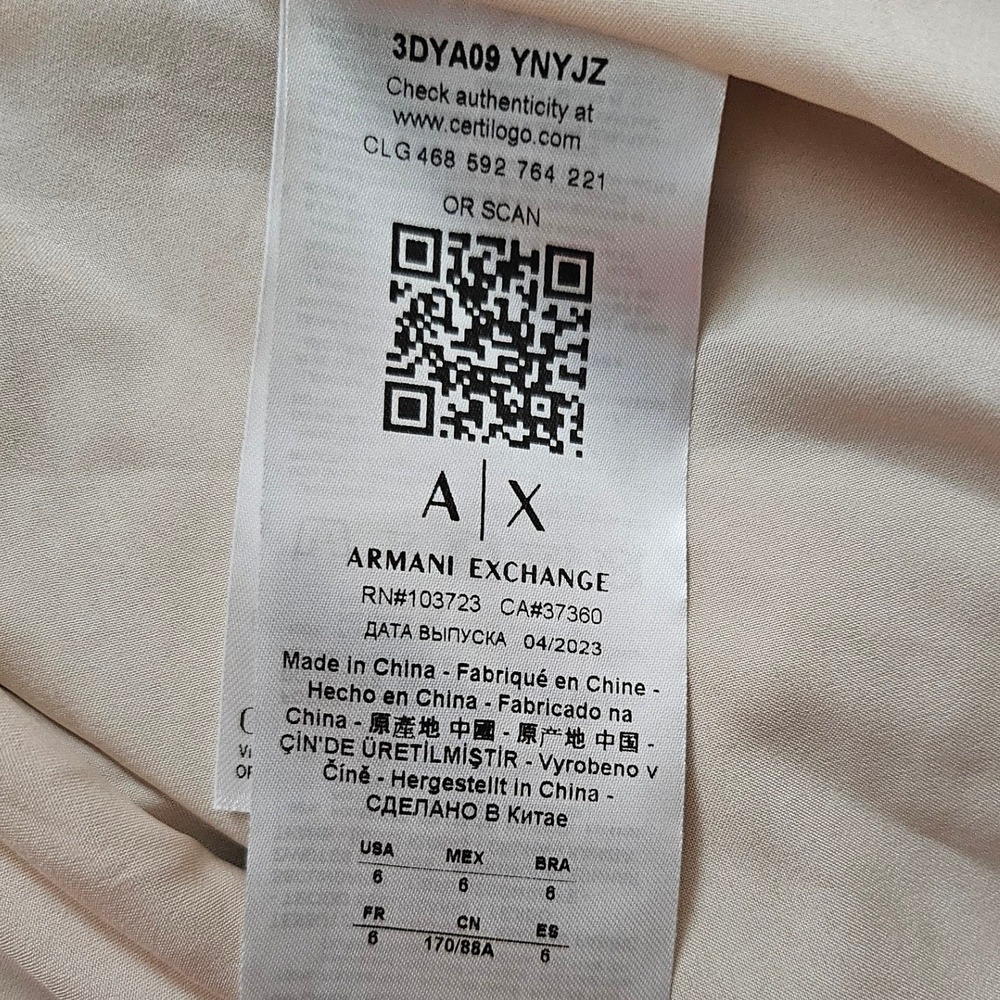 Armani Exchange A/X Cream Faux Leather Suede Zip Front Mini Dress 3DYA09 YNYJZ 6 - Picture 6 of 7